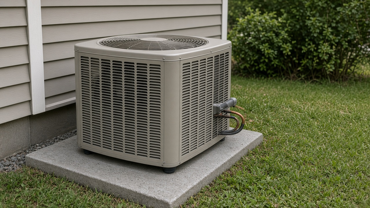 Outdoor residential air conditioning condenser